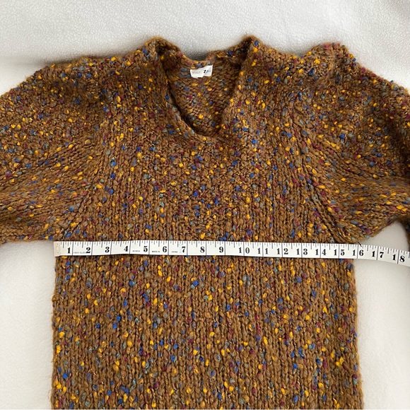 *SOLD* Zara Knit Multicolor Balloon Sleeve Sweater Brown - Picture 6 of 15
